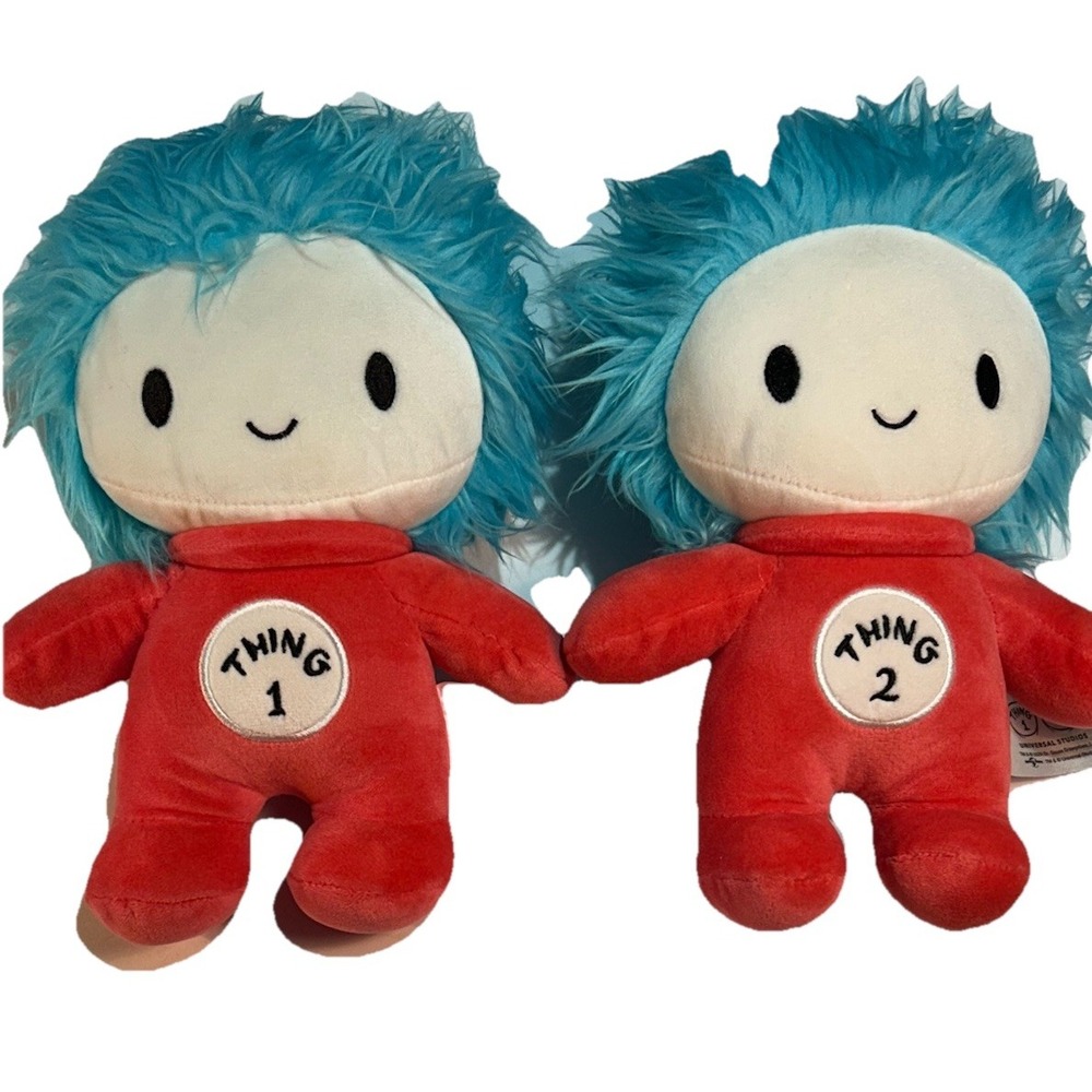 Dr. Suess Thing 1 And Thing 2 Red blue Plush From Cat In hat Universal Studios
